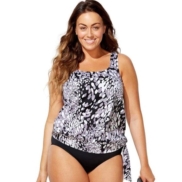 NWT Womens Swimsuits For All Tankini Swim Top - Sz 8 - Picture 1 of 2